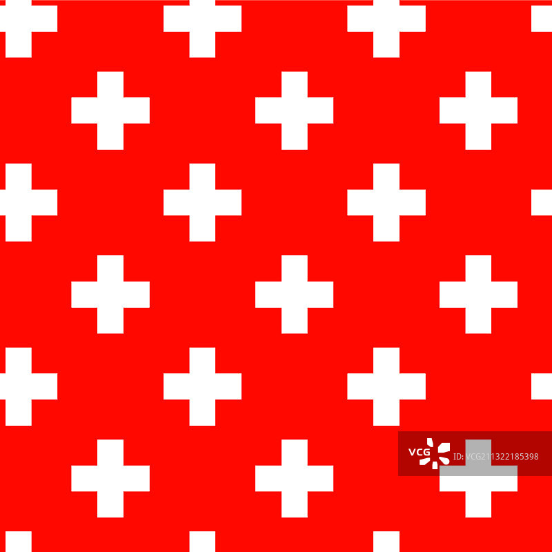 红色背景上的可重复白色交叉符号图片素材