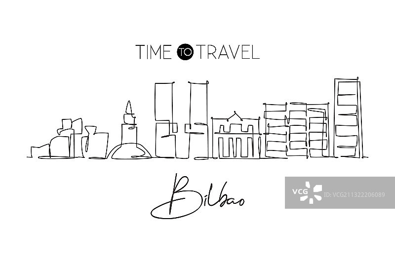 毕尔巴鄂市一笔画图片素材