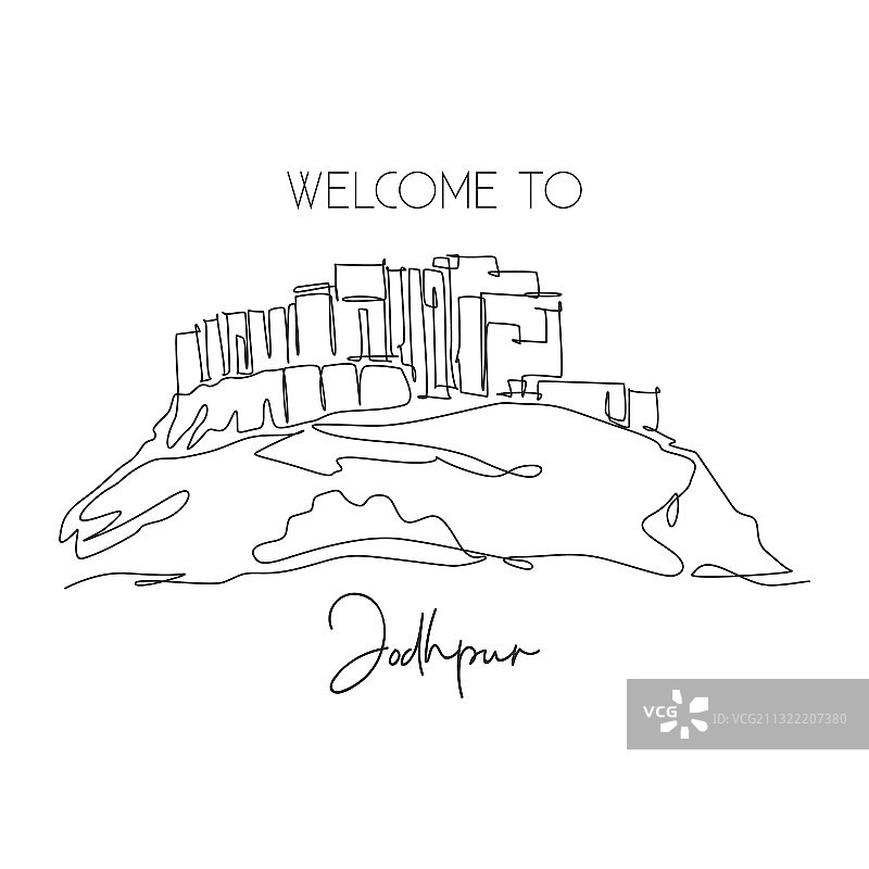 梅兰加尔古堡单线连续画图片素材