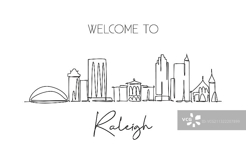 罗利城市天际线单线绘画图片素材