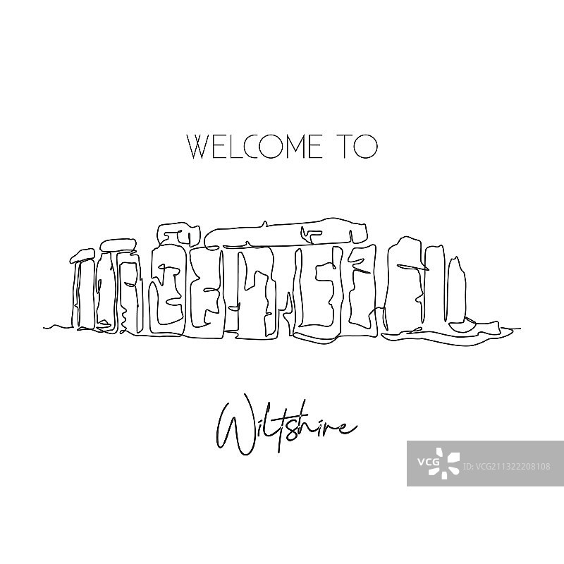 巨石阵连续单线画图片素材