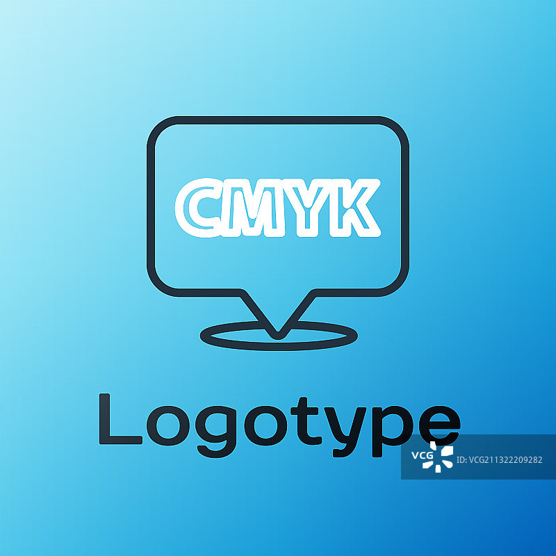 线条带有CMYK文本的气泡图标图片素材