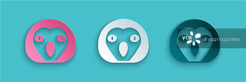 剪纸猫头鹰图标，蓝色背景图片素材