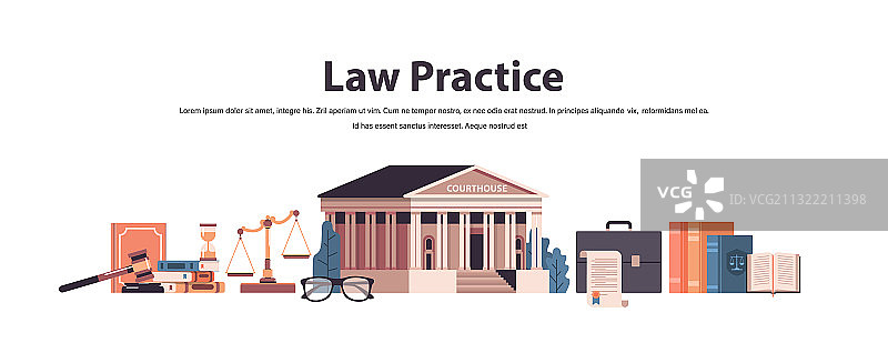 法律与公正：法槌、法官、书籍、天平图片素材