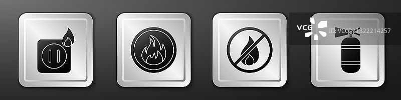 将电线插座置于火灾火苗中图片素材