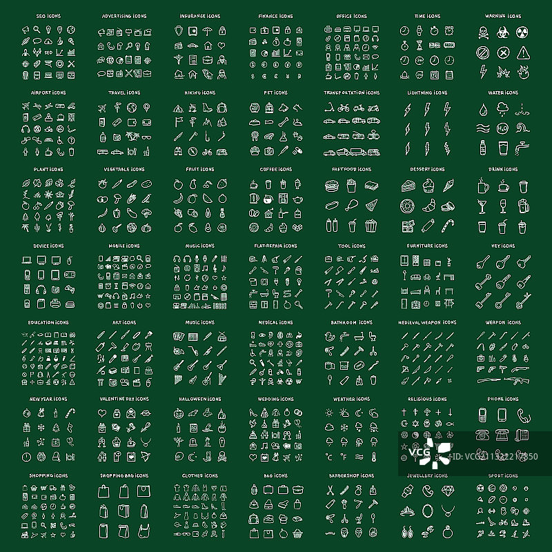 粉笔涂鸦图标大合集图片素材