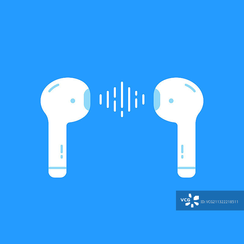 蓝色背景上的无线耳机图片素材
