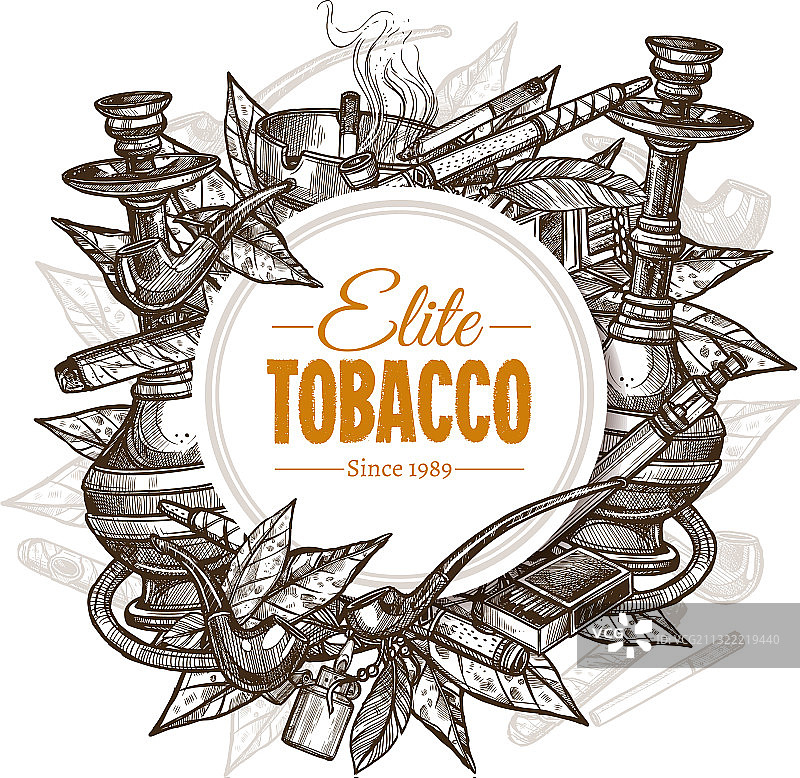 烟草和吸烟用具圆形海报图片素材