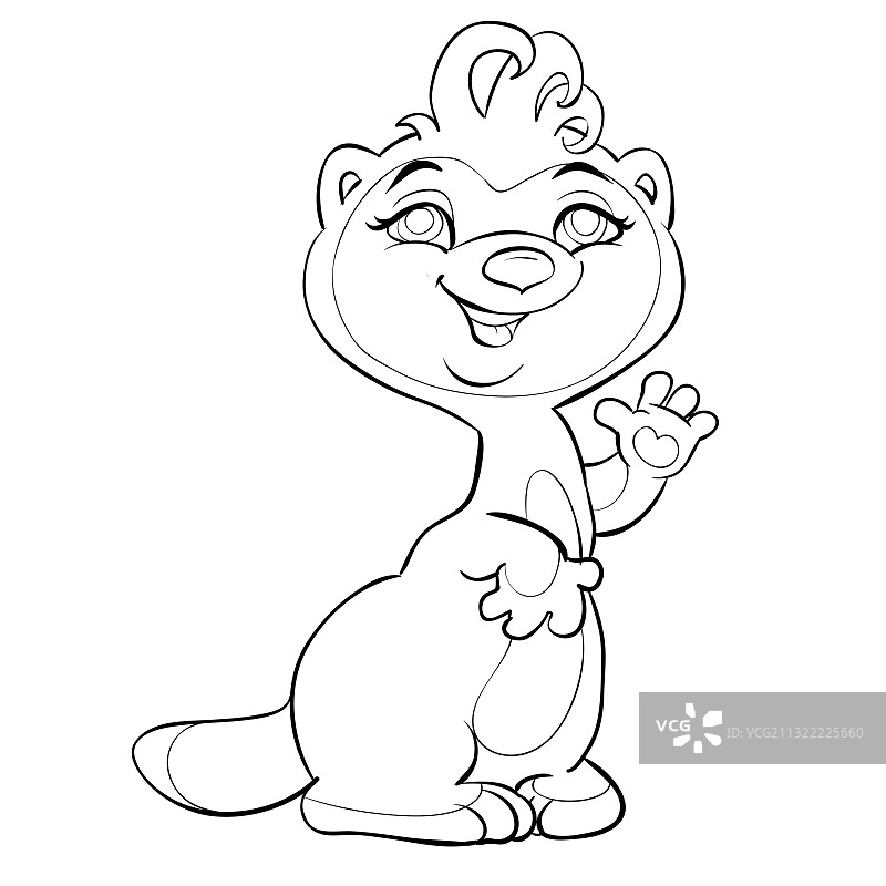 可爱雪貂角色素描填色书图片素材