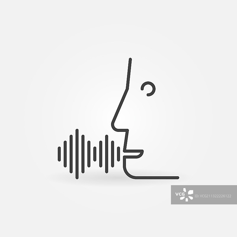 语音命令线性图标：带声波的面部图片素材