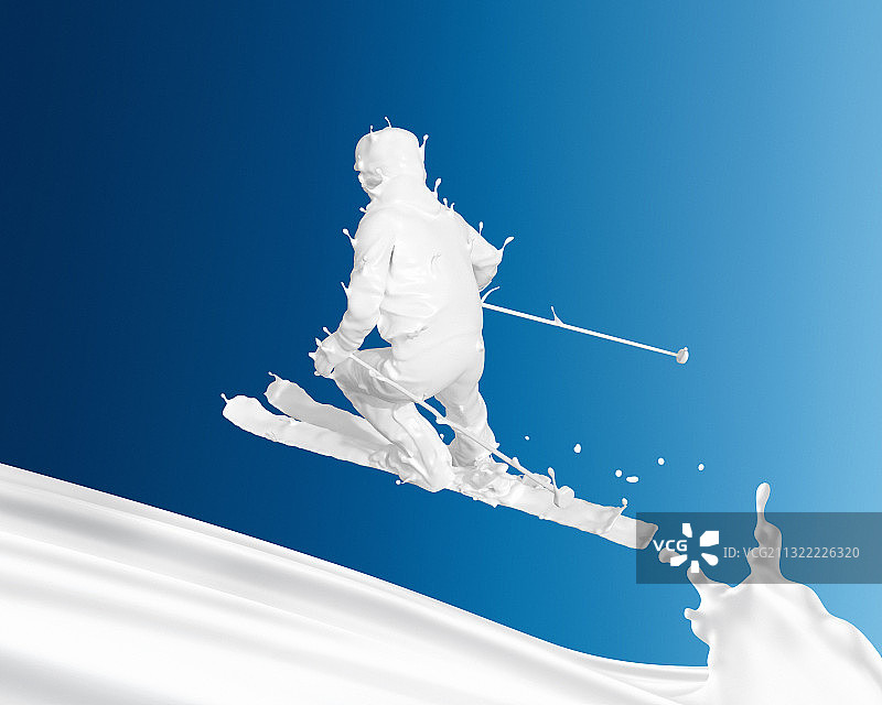 牛奶人物形态高山滑雪图片素材