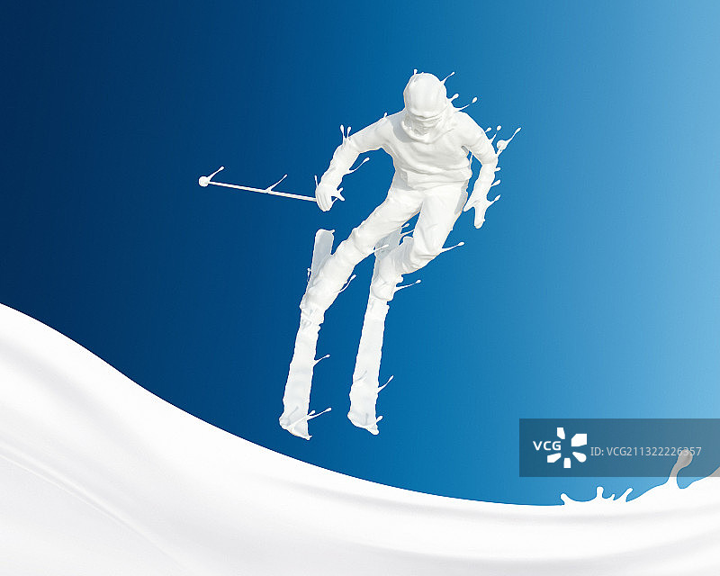 牛奶人物形态高山滑雪图片素材