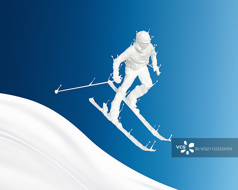 牛奶人物形态高山滑雪图片素材