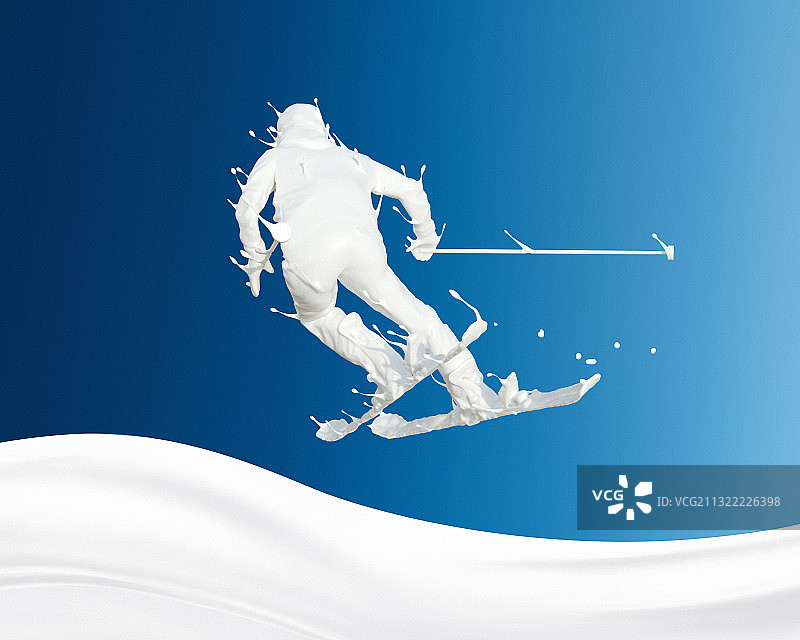 牛奶人物形态高山滑雪图片素材