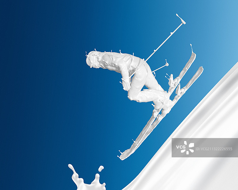 牛奶人物形态高山滑雪图片素材