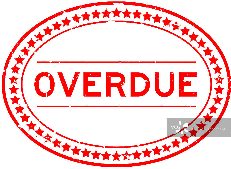 红色复古风逾期文字椭圆形印章图片素材