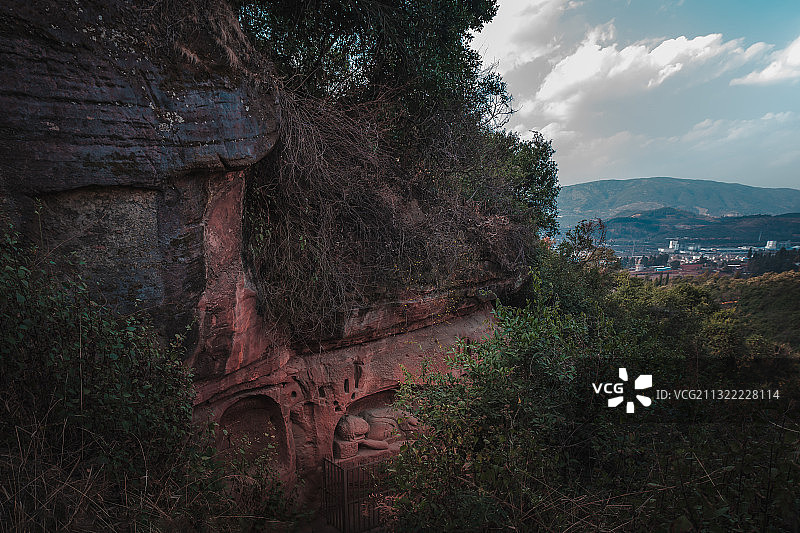 法华寺的夕阳晚照图片素材