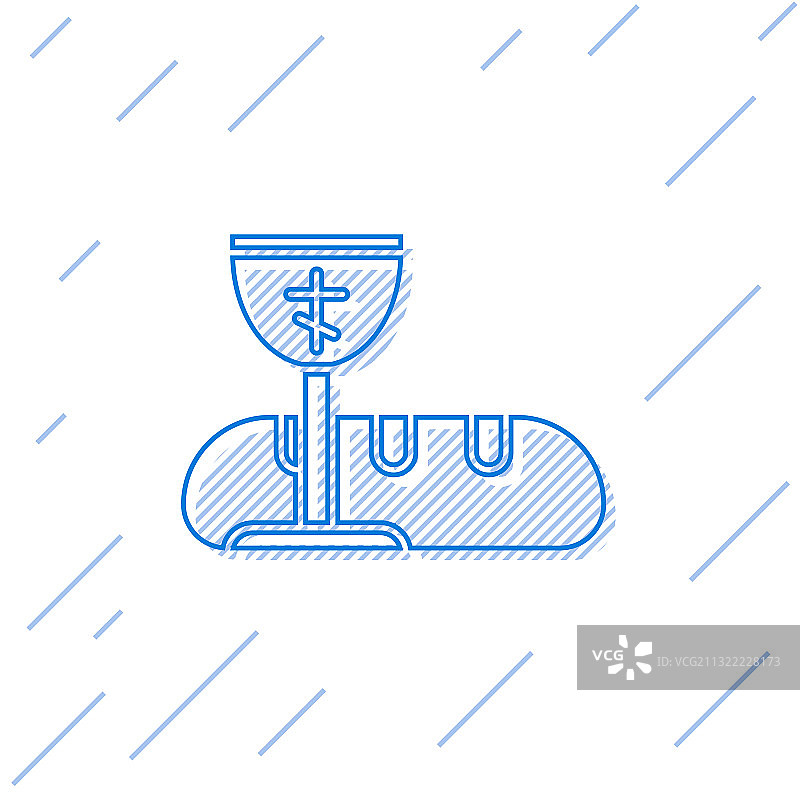 蓝色线条首次圣餐符号设计图片素材
