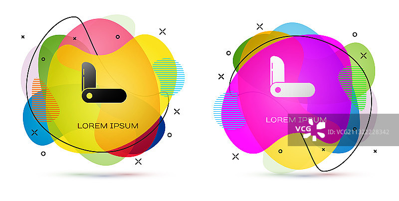 彩色瑞士军刀图标，白色背景图片素材