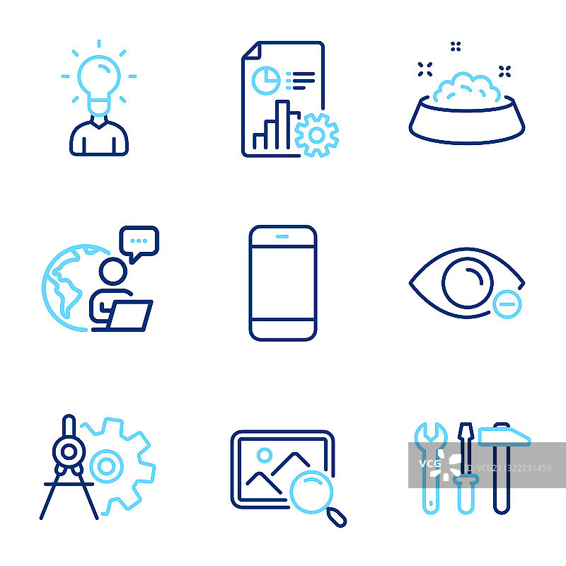 包含搜索照片的商务图标集图片素材