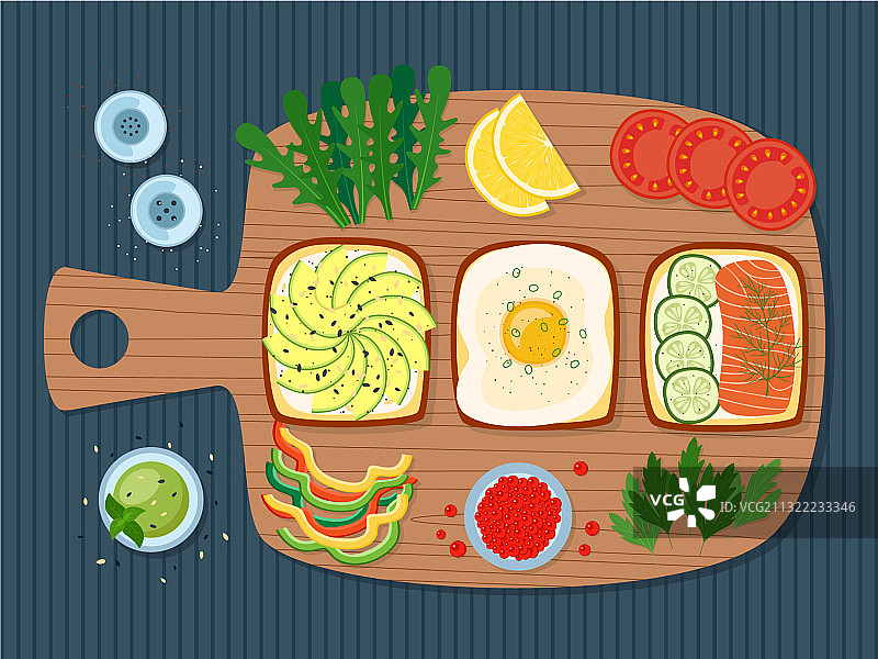 健康早餐：蔬菜鸡蛋吐司图片素材