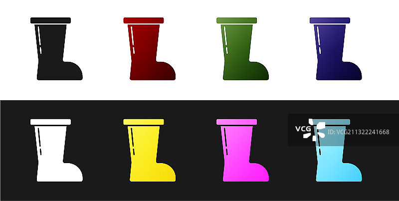 黑色背景上的防水橡胶靴图标图片素材