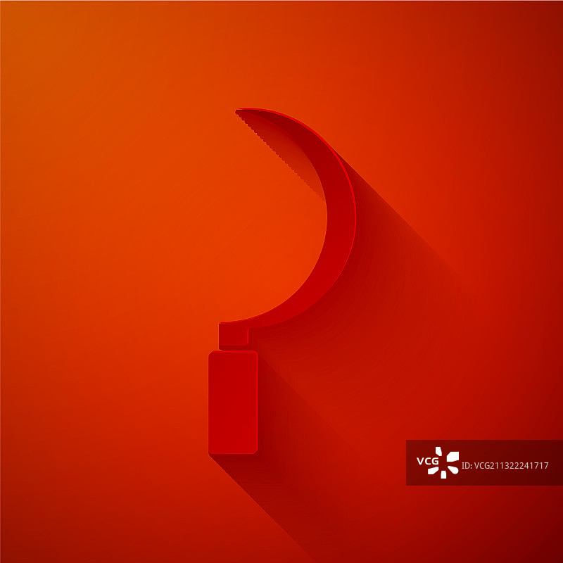 红色背景上的剪纸镰刀图标图片素材