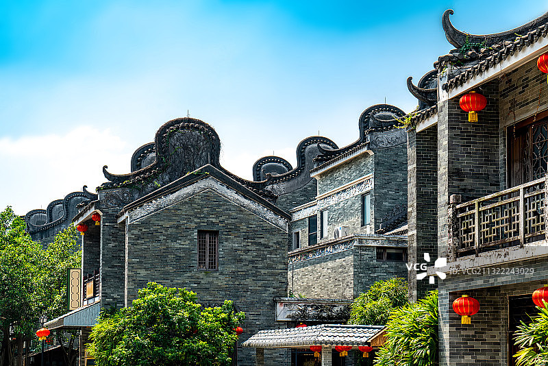 广州岭南古民居建筑街道街景图片素材