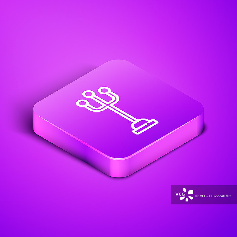 2.5D线条衣帽架图标（紫色背景）图片素材