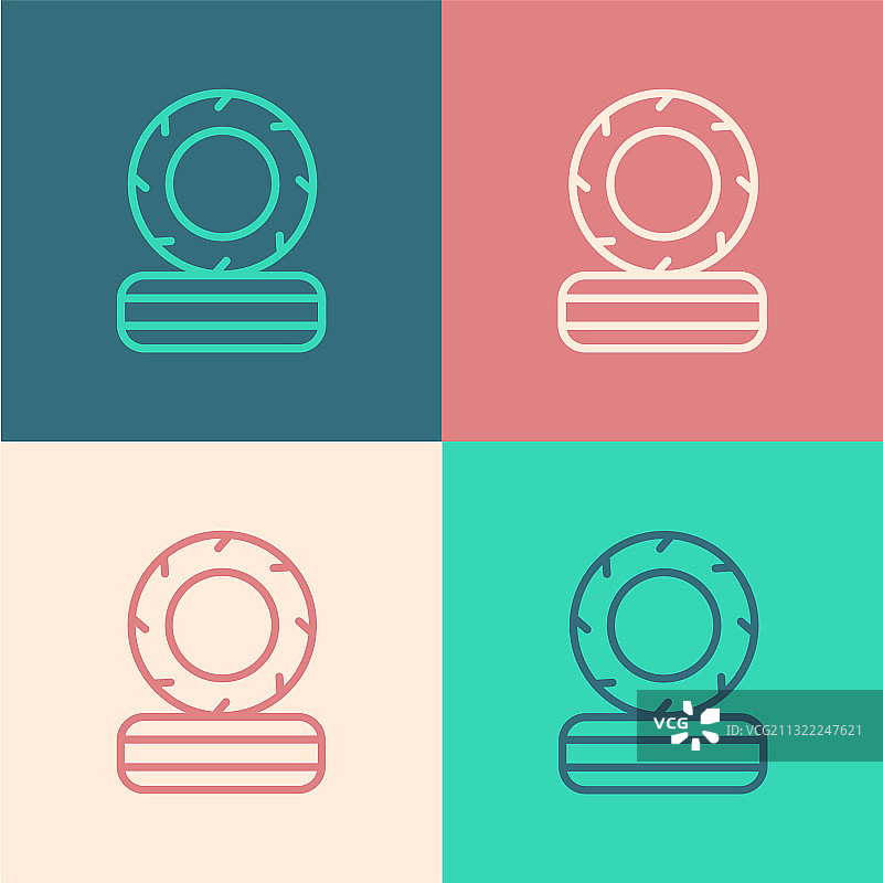 波普艺术风格线条燃烧轮胎图标图片素材