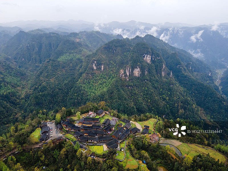 航拍湘西十八洞村图片素材