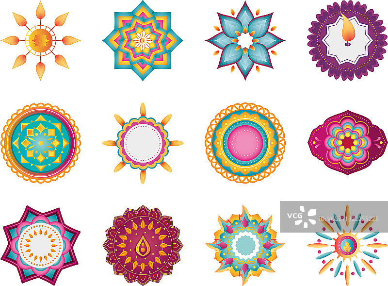 白色印度节日灯光图标合集图片素材