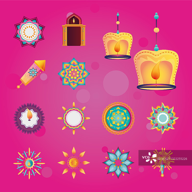 印度节日灯光图标合集图片素材