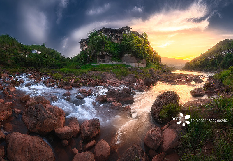 贵州赤水丙安古镇全景图图片素材