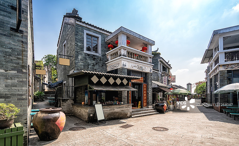 广州岭南印象园特色建筑街道街景图片素材