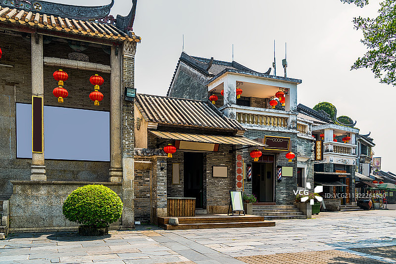 广州岭南印象园特色建筑街道街景图片素材