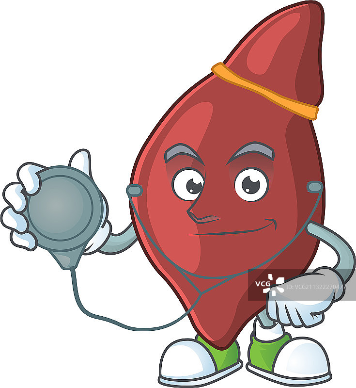 专心工作的医生与卡通肝脏图片素材