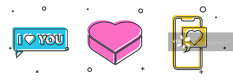 语音气泡与我爱你糖果在心中图片素材