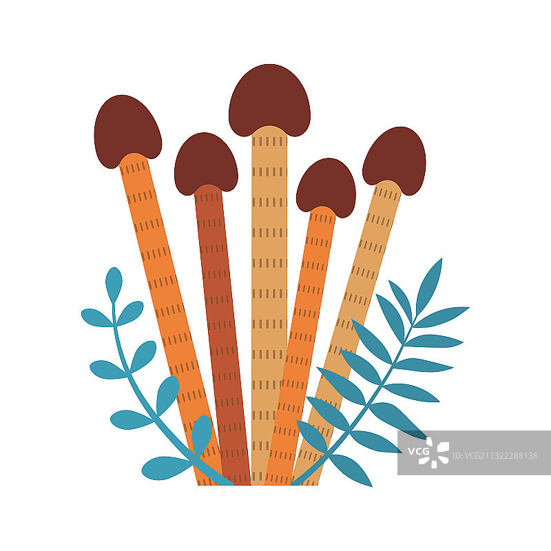 卡通风格的森林蘑菇蜜环菌图片素材