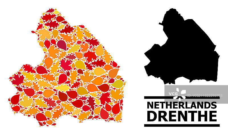 秋叶 - 马赛克地图 德伦省图片素材