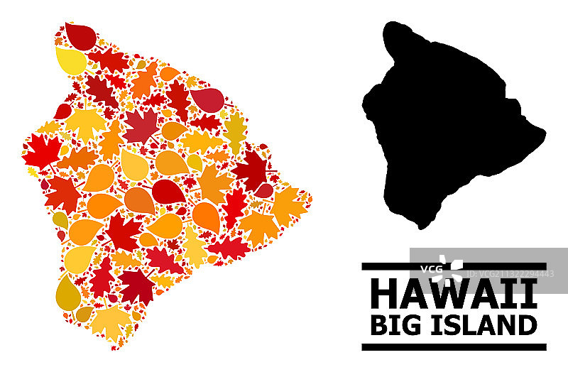 秋叶：夏威夷大岛的马赛克地图图片素材
