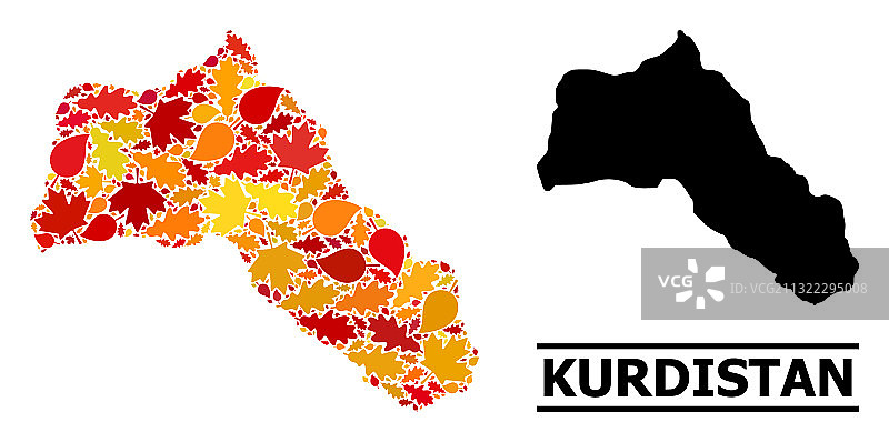 秋叶马赛克地图 - 库尔德斯坦图片素材