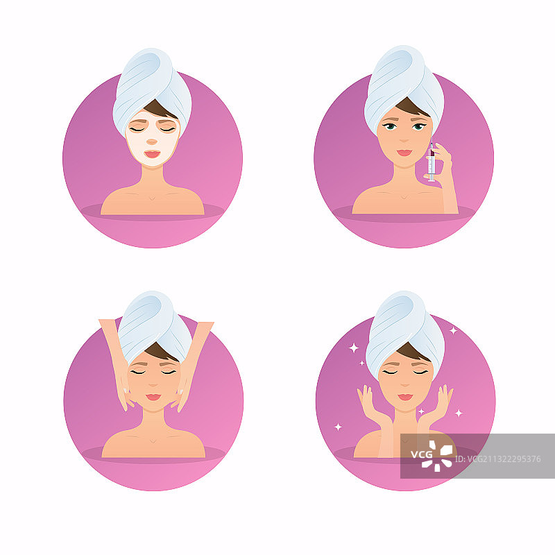 女孩接受美容注射和护理图片素材