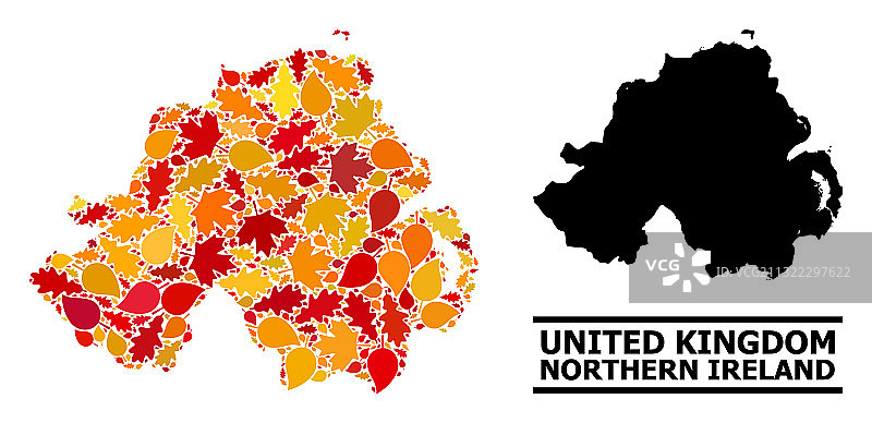 秋叶马赛克地图：北爱尔兰图片素材