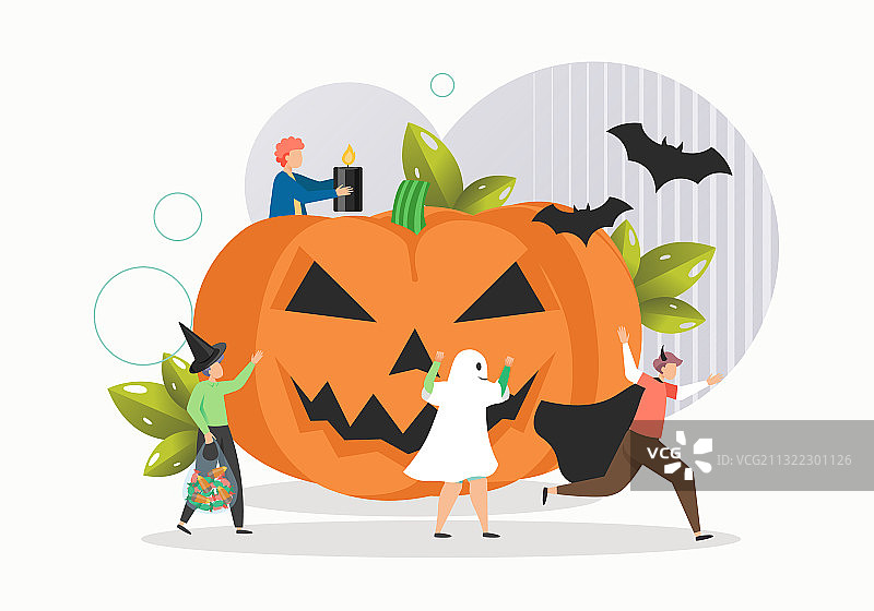 万圣节快乐派对扁平风图片素材