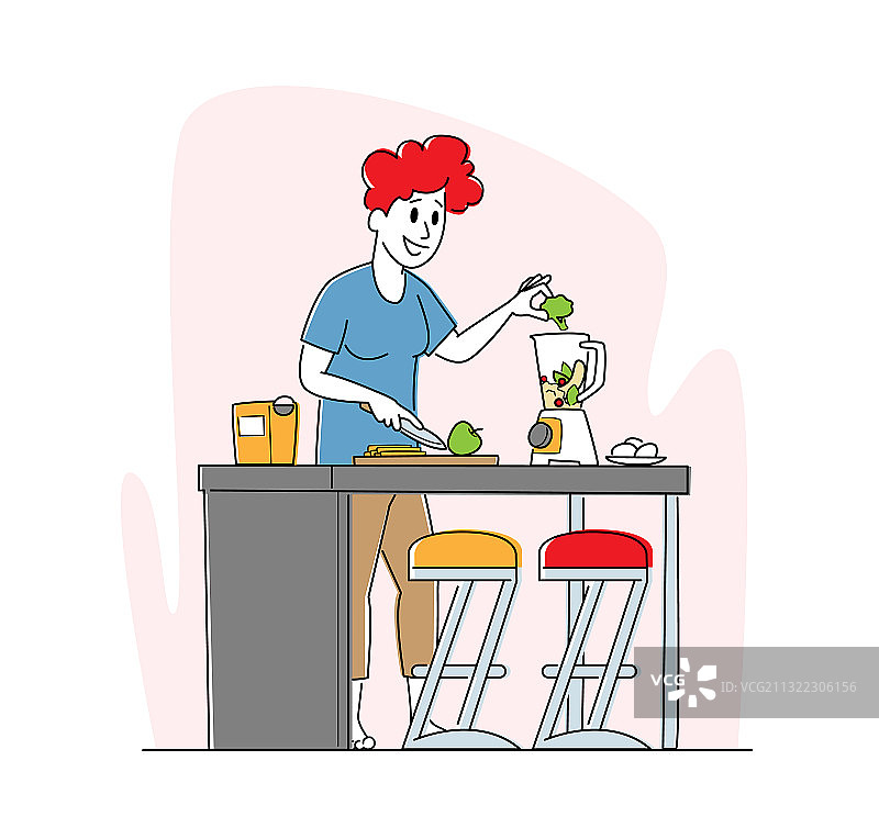 正在制作果蔬冰沙的纯素女人图片素材