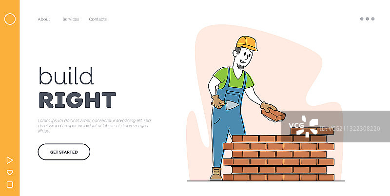 建筑工地上的男工程师着陆页图片素材