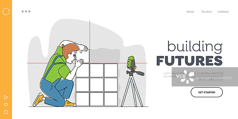 瓷砖铺设服务着陆页模板（男）图片素材