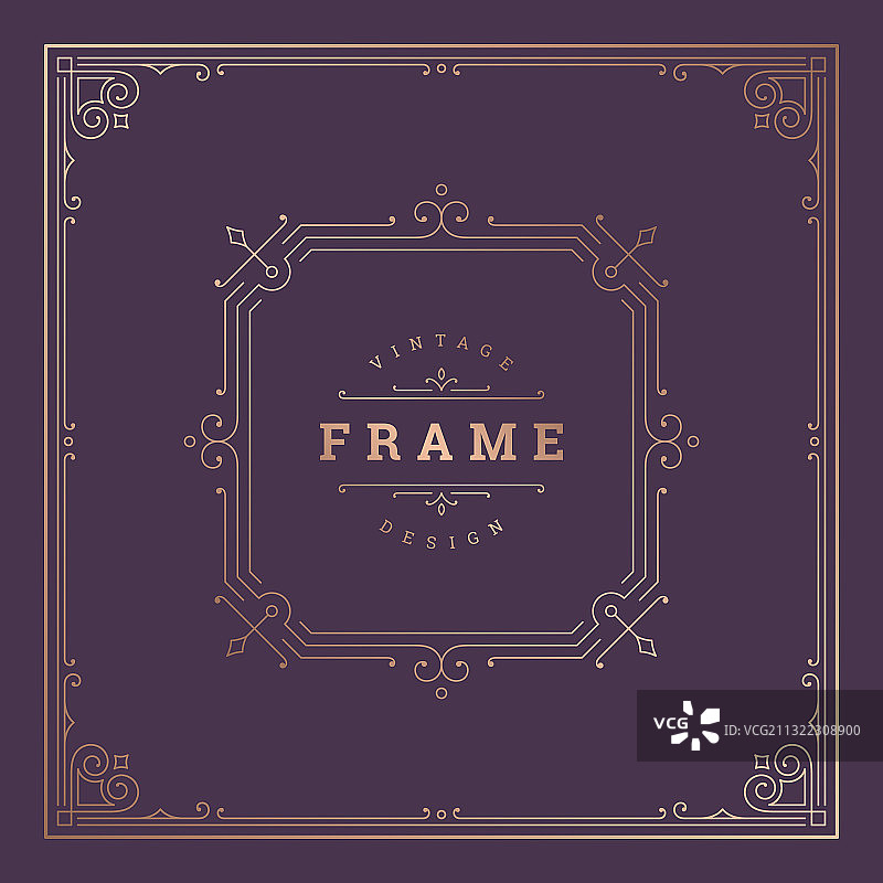 复古花纹装饰涡旋线条框架图片素材