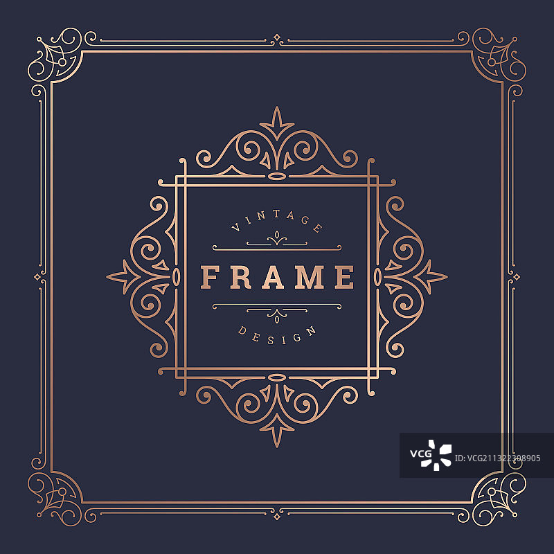 复古花纹装饰涡旋线条框架图片素材